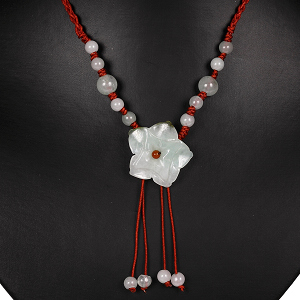 Halskette Jade, Handarbeit, Makramee, Glücksbringer, 6725